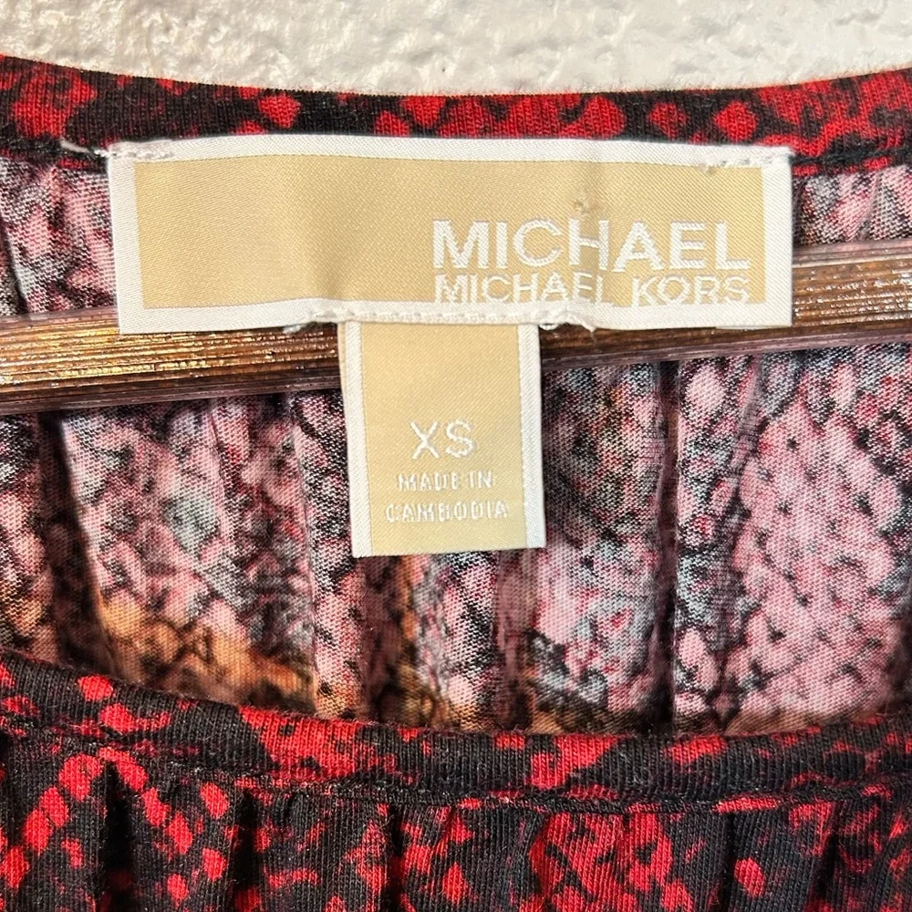 Michael Kors Red Snake Print Blouse Size XS